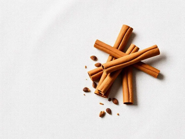 Cinnamon, a nutrient-dense plant-based food, photographed on a plain linen surface