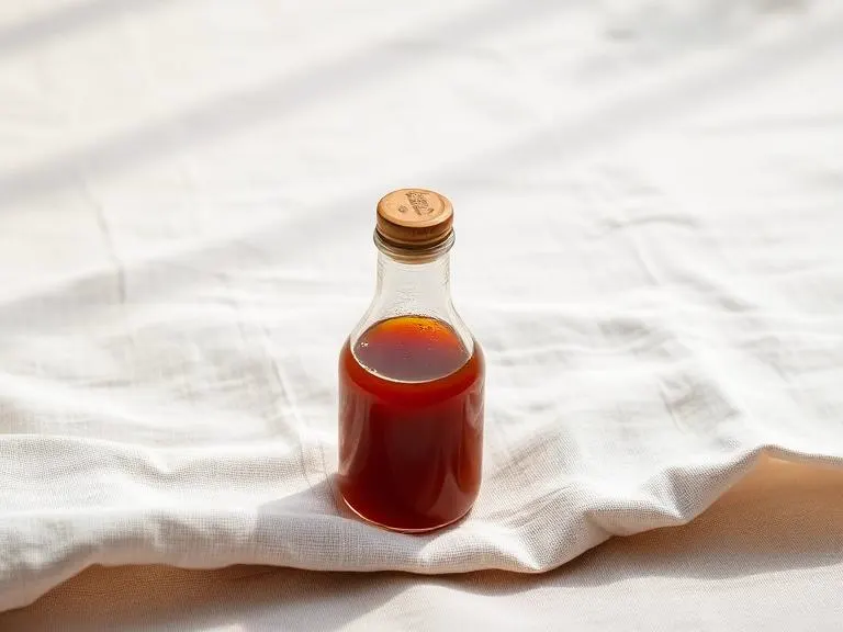 Fish Sauce, a nutrient-dense fermented food, photographed on a plain linen surface