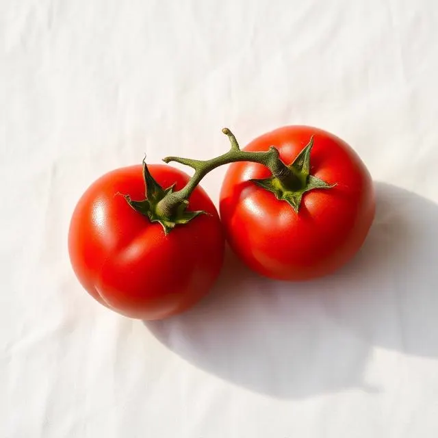 Tomato, a nutrient-dense vegetables food, photographed on a plain linen surface